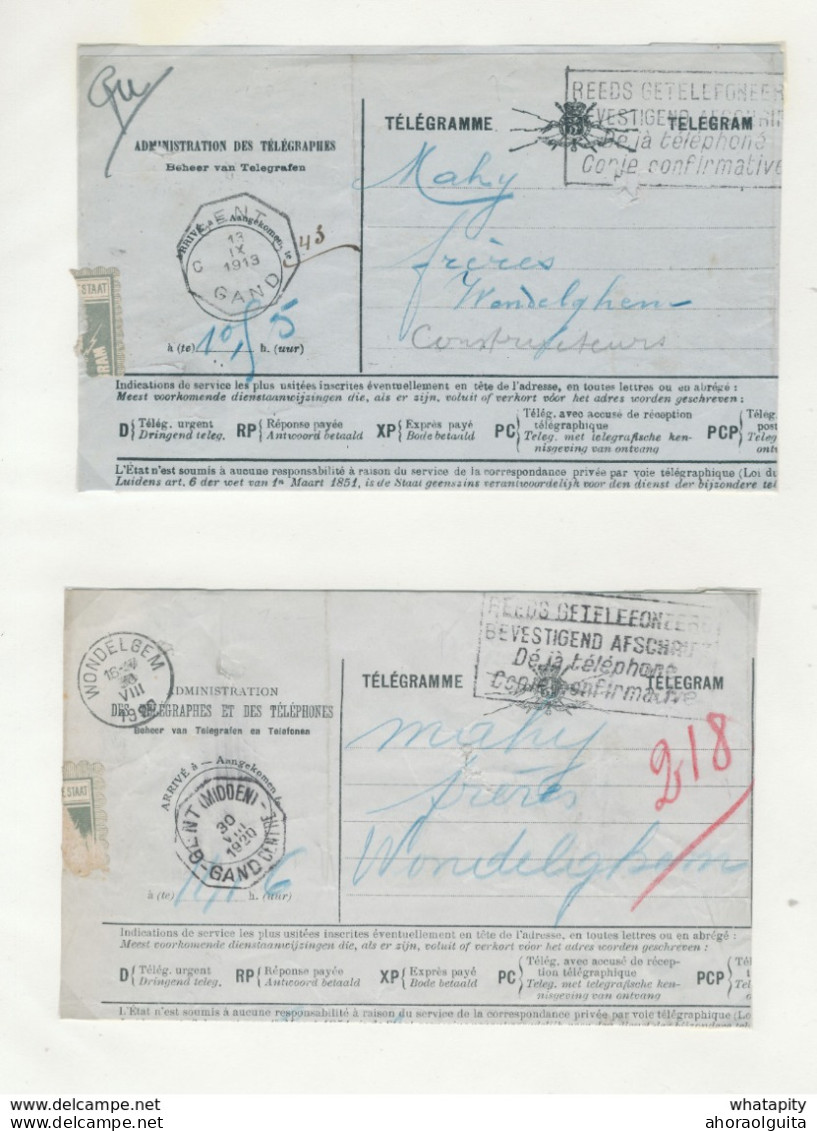 398/30 -- GENT MIDDEN - Petite Collection Carte-Vue Du Bureau , 5 Télégrammes , 3 Timbres. - Timbres Télégraphes [TG]