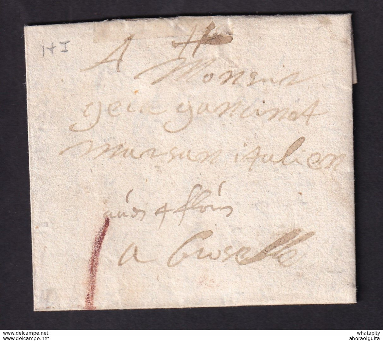 DDAA 554 - Lettre Précurseur NIVELLES 1695 Vers BRUXELLES - Port 1 Sol - Signée Pierre Borgniez - 1621-1713 (Pays-Bas Espagnols)