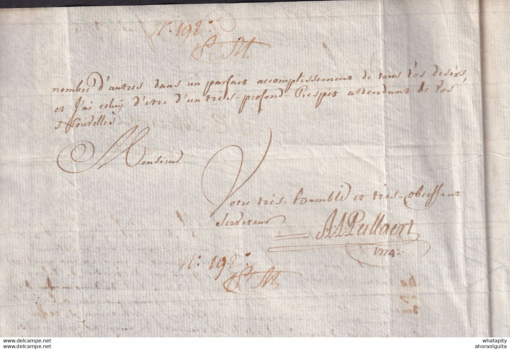 DDZ 642 - Archive Privée Du Chanoine Antoine à LIEGE - Lettre Précurseur DIXMUDE Via BRUGES 1774 Signée Peellaert - 1714-1794 (Austrian Netherlands)