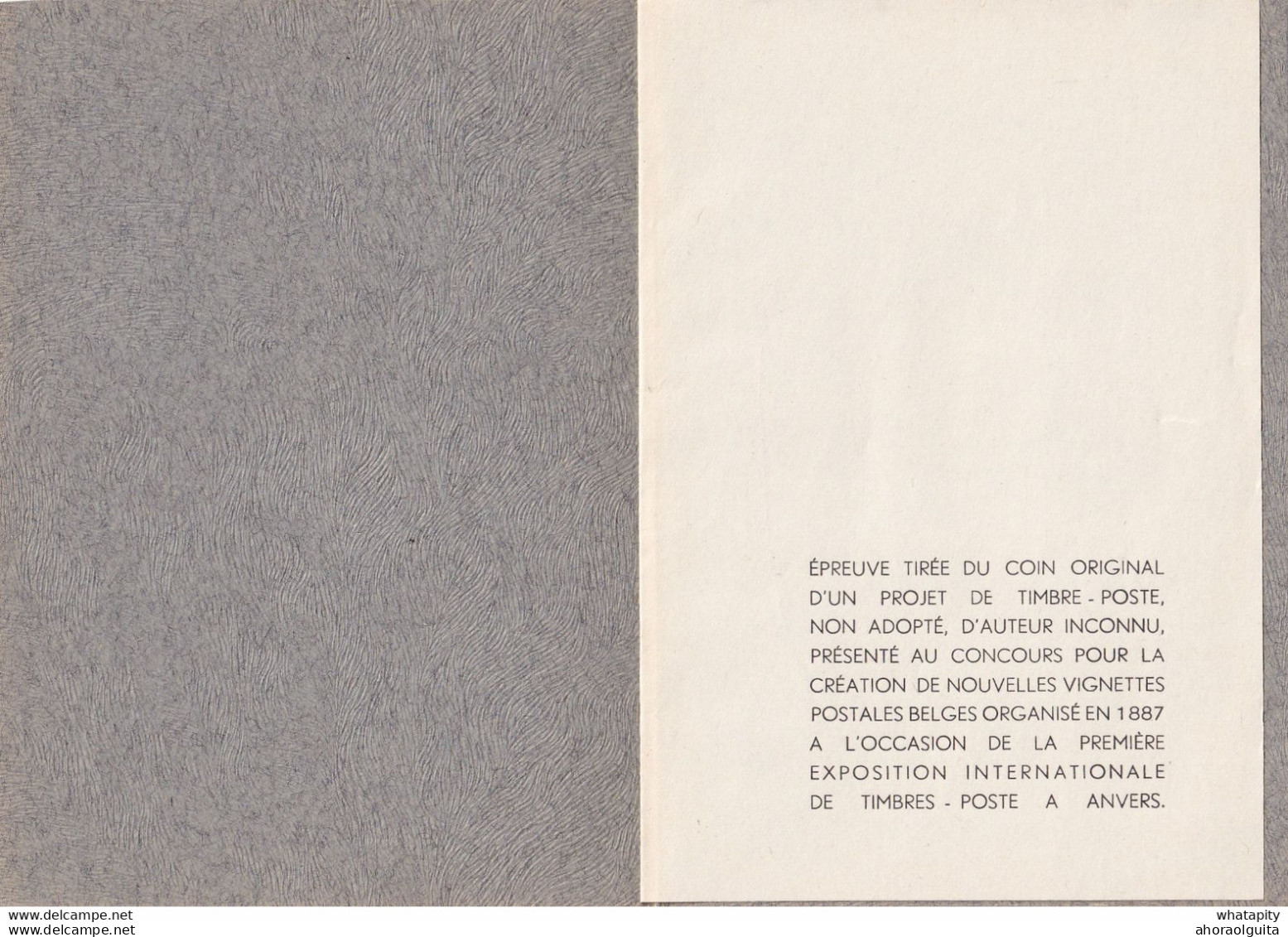 DDY 506 - Léopold II 1887 - Projet De Timbre Non Adopté Sur Feuillet , Dans Son Carnet D' Origine - ETAT LUXE - Prove E Ristampe