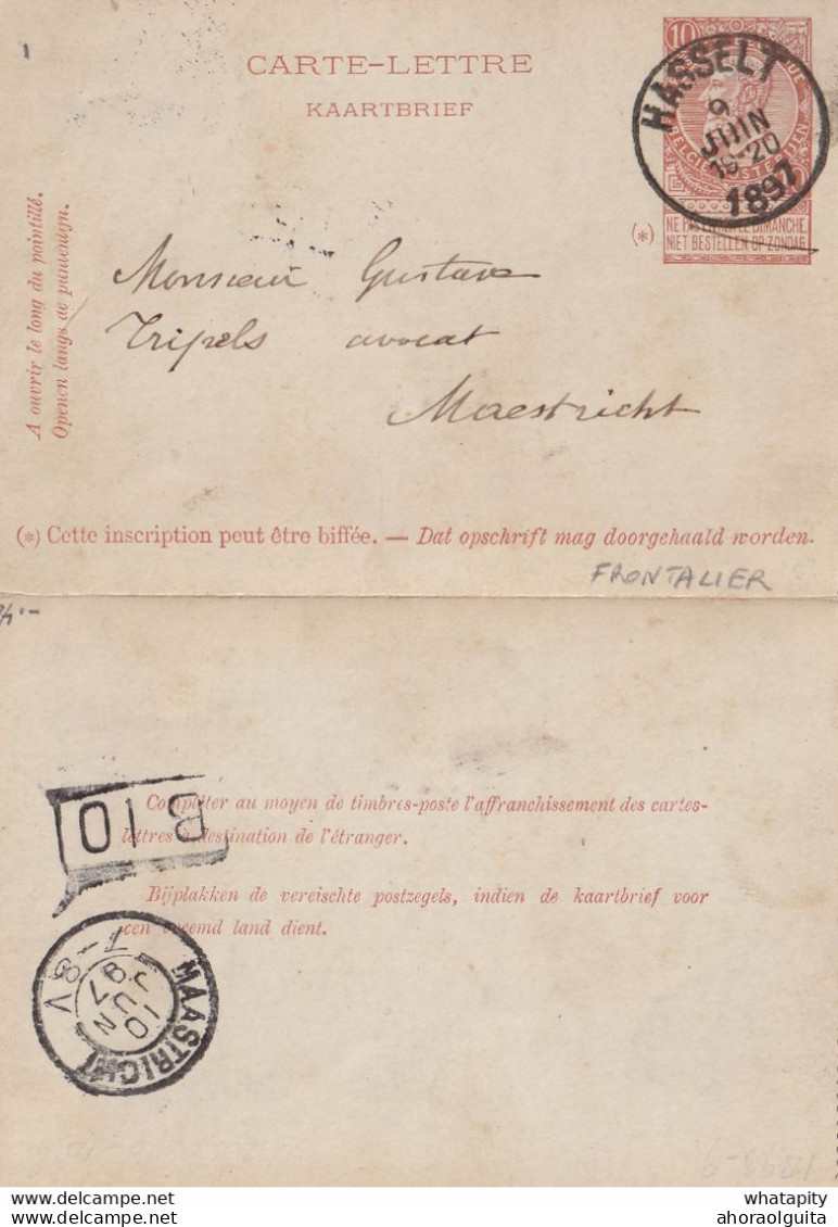 DDX966  -  Carte-Lettre Fine Barbe HASSELT 1897 Vers MAASTRICHT - TARIF FRONTALIER NL = 10 C (au Lieu De 20 C) - Letter-Cards