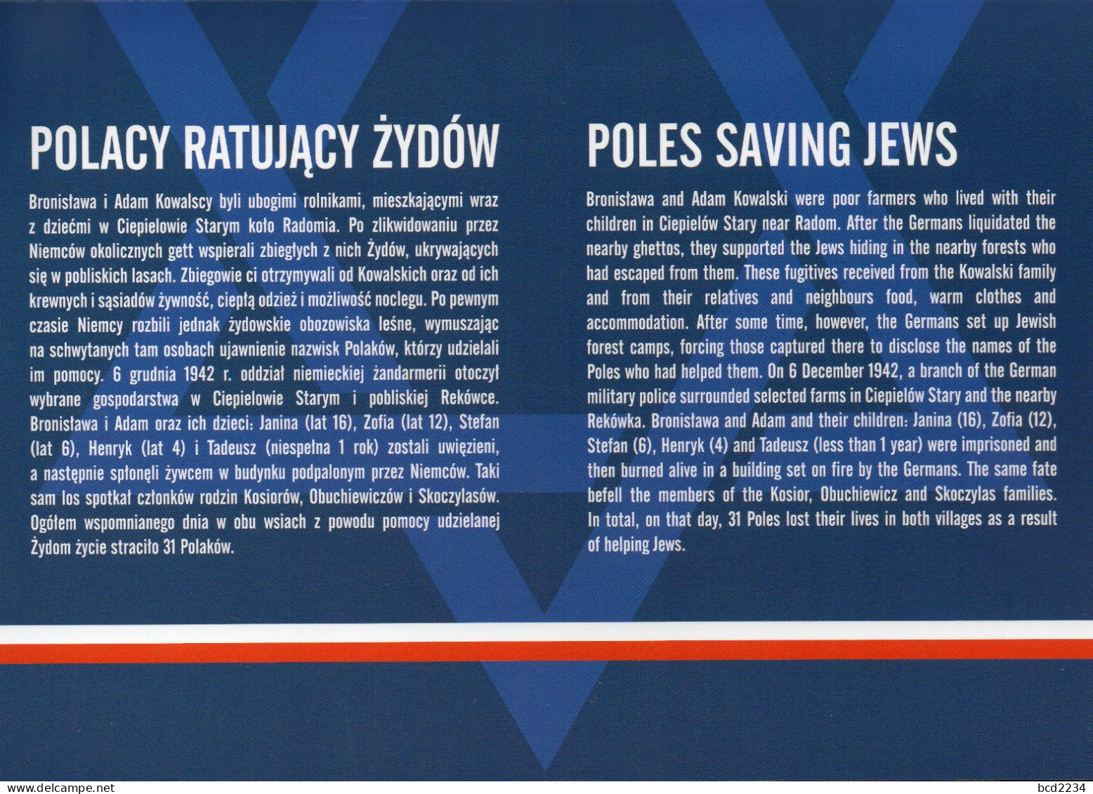 POLAND 2022 POLISH POST OFFICE SPECIAL LIMITED EDITION FOLDER: POLES SAVING JEWS FROM NAZI GERMANY WW2 JUDAICA HISTORY - Covers & Documents