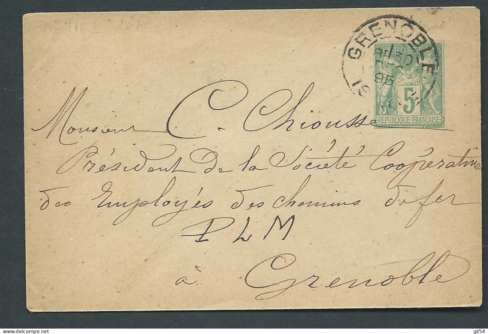 TB Entier Postal N° 75 E 2 ,  Oblitéré GRENOBLE EN 1895 ( Voir Scans - Aw 16104 - Buste Ristampe (ante 1955)