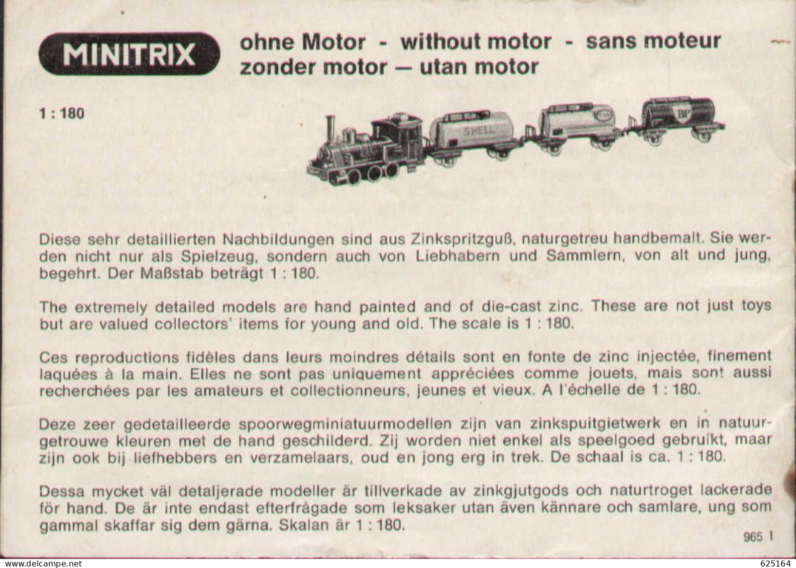 Catalogue TRIX Brochure 1965 Trix Express Minitrix Electric 1:160 & Ohne Motor 1:180-  Metalbaukasten - Alemania