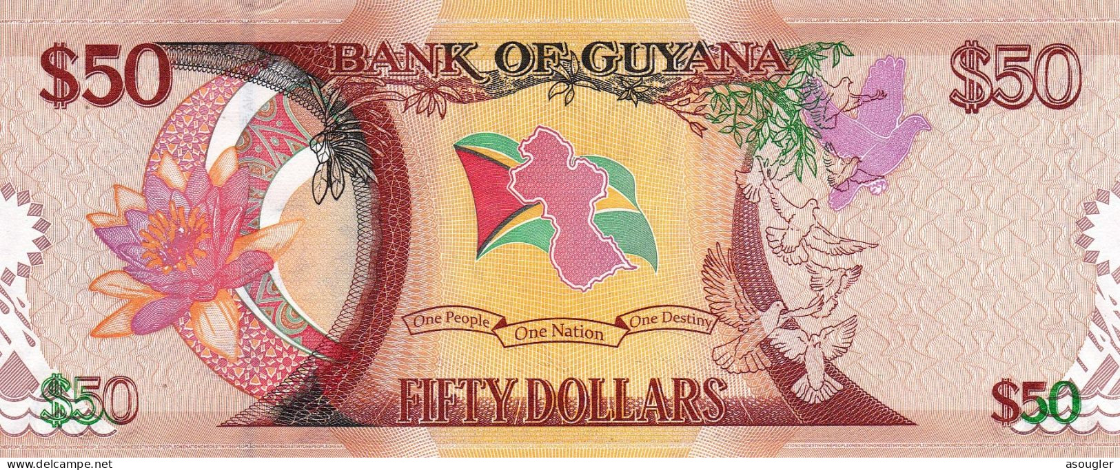 Guyana 50 DOLLARS 2016 UNC P- Commemorative Note "free Shipping Via Regular Air Mail (buyer Risk Only)" - Guyana