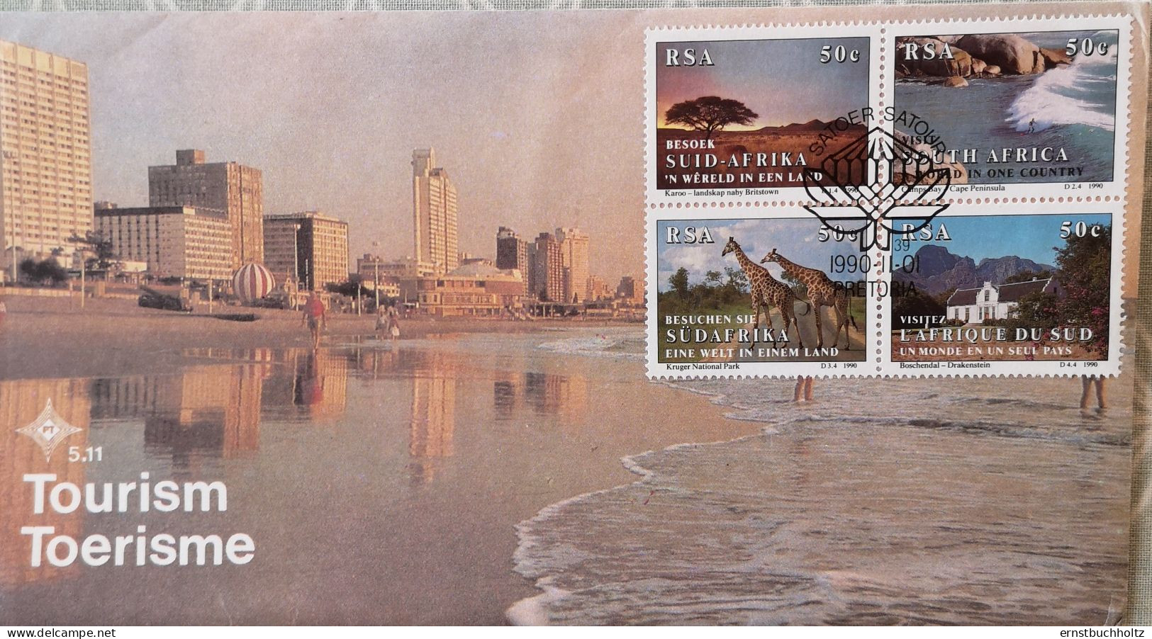 RSA Südafrika 1990 FDC Tourismus Viererblock Mi 804/07 - Briefe U. Dokumente