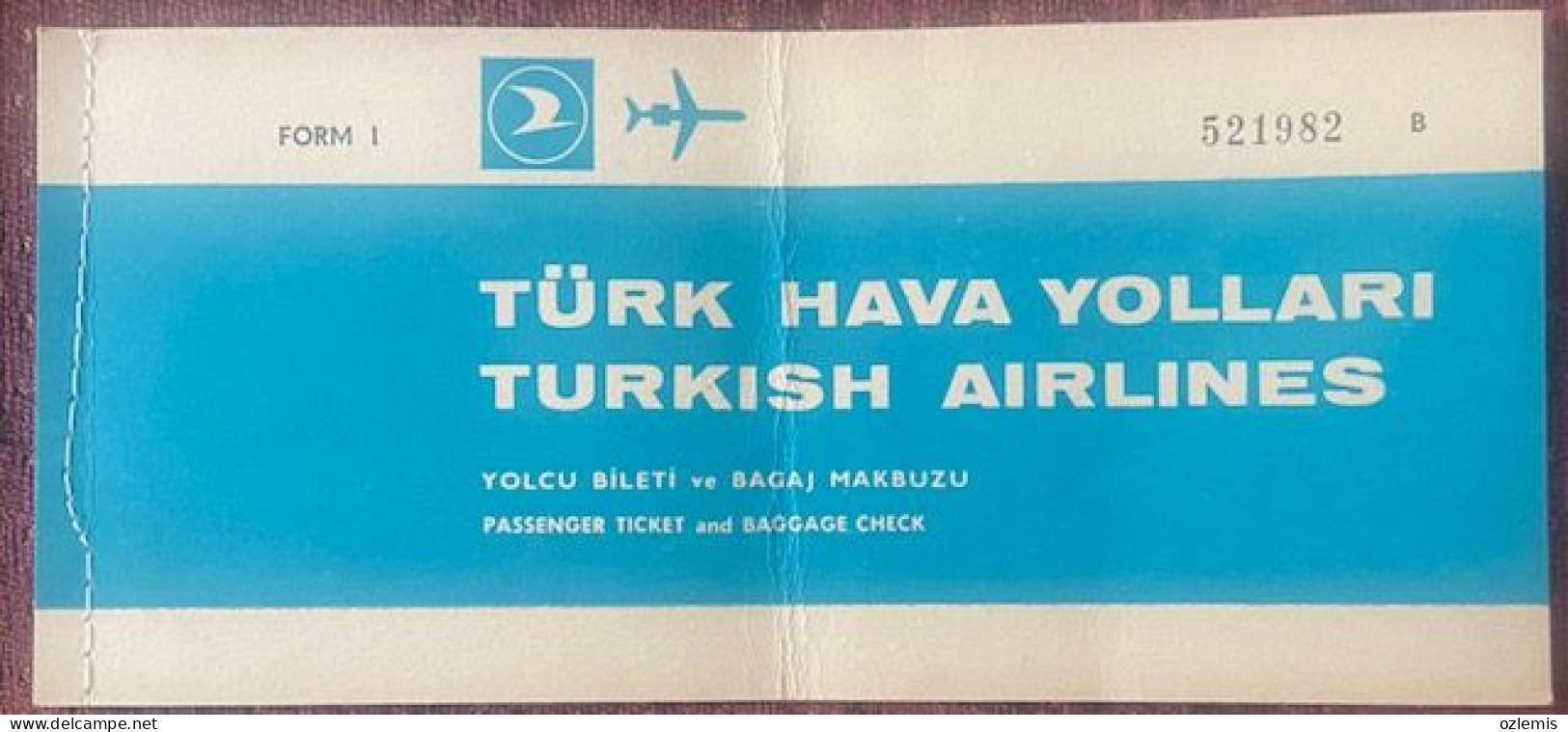 T.H.Y. TURKISH AIRLINES ,TICKET ,1971 - Europa