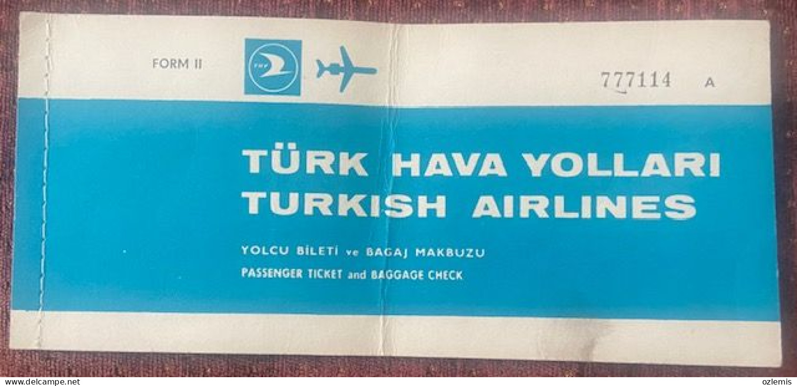 T.H.Y. TURKISH AIRLINES ,TICKET ,1972 - Europa