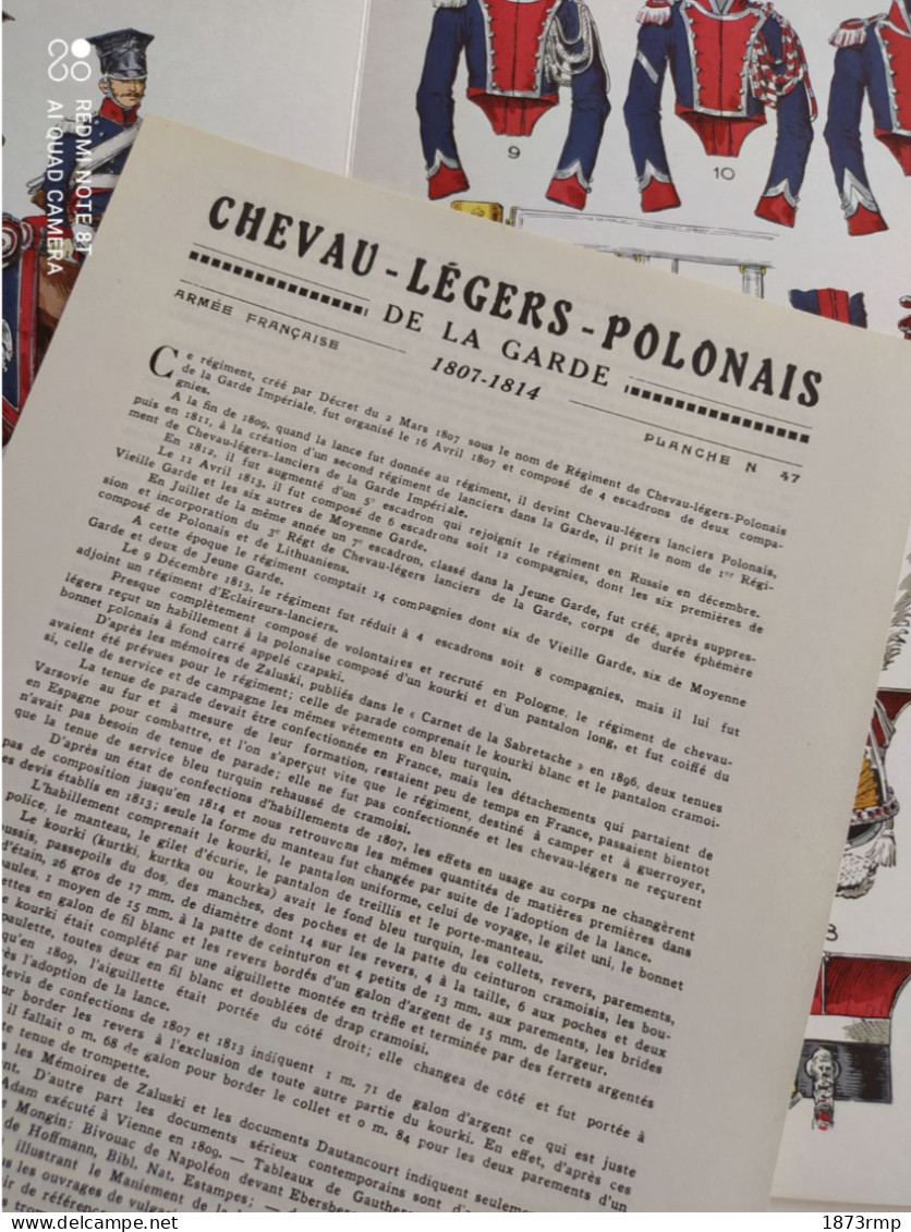 CHEVAU-LEGERS POLONAIS DE LA GARDE 1807.1814 3 PLANCHES 47.65.75. LUCIEN ROUSSELOT, PREMIER EMPIRE
