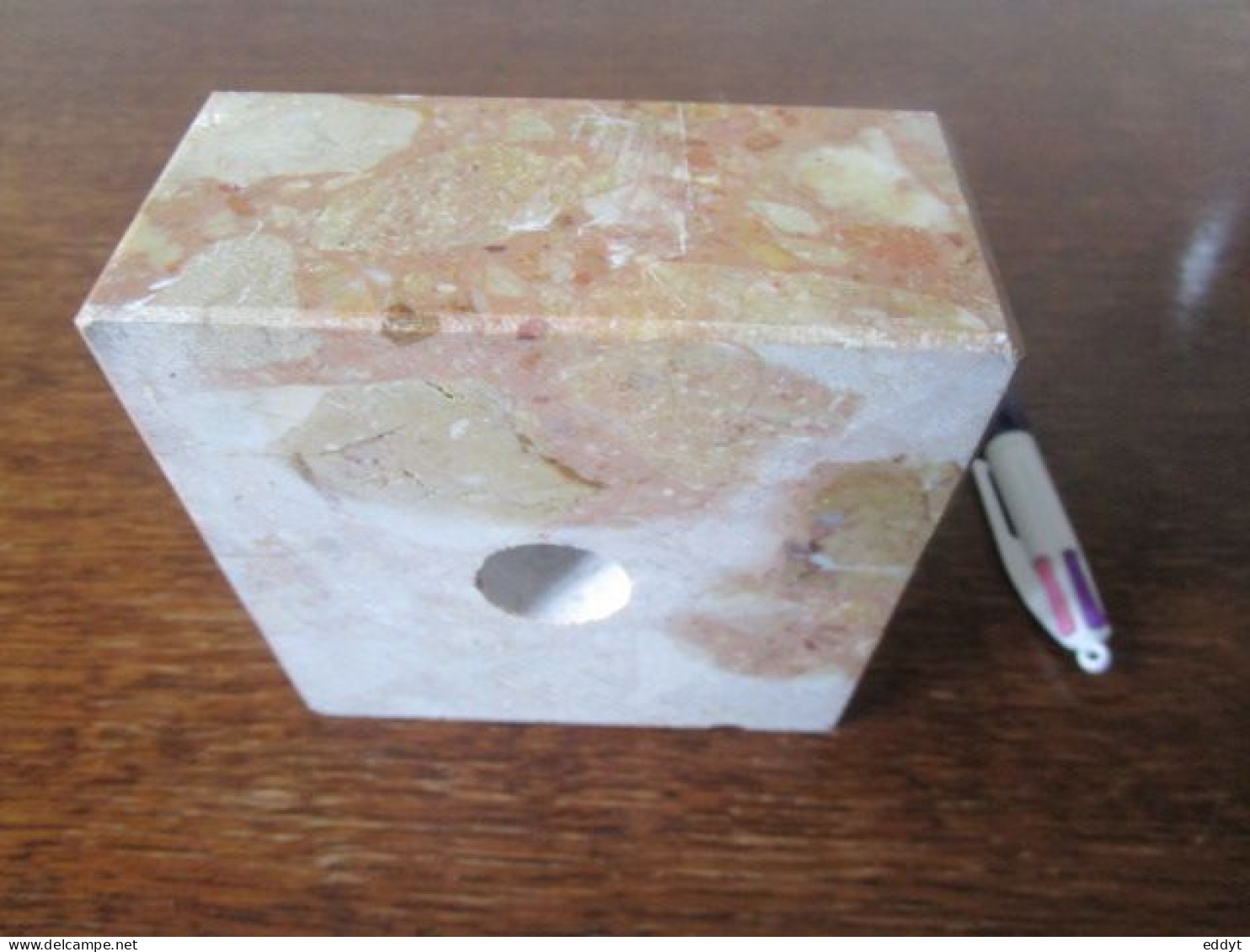 Bloc De MARBRE  - Support Socle De Statuettes - 11 X 11 X 5 Cm Avec Trou Milieux - Poids : 1,500 Kg - Stone & Marble