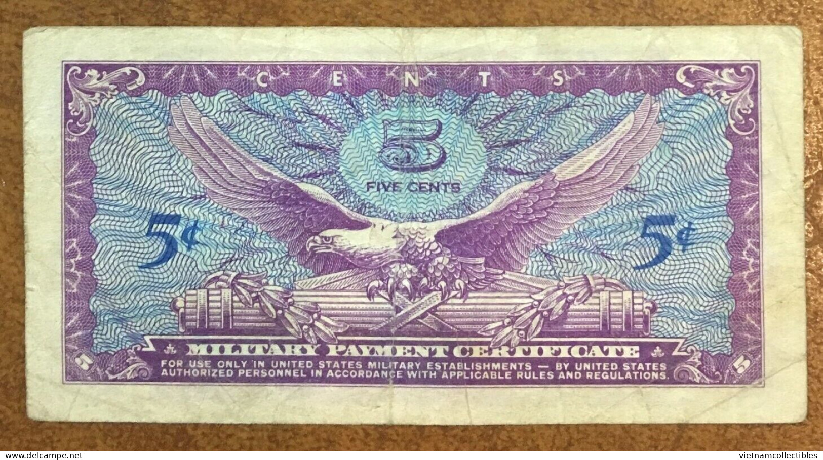 USA MPC 5 Cents Military Payment Series 641 VF Banknote Note 1964 Using In Vietnam Viet Nam - Plate # 1 / 2 Photos - 1965-1968 - Serie 641