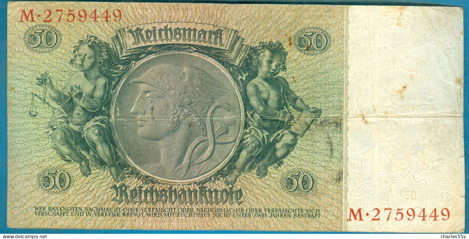 50 Mark 30.3.1933 Udr.E Serie M - 50 Reichsmark