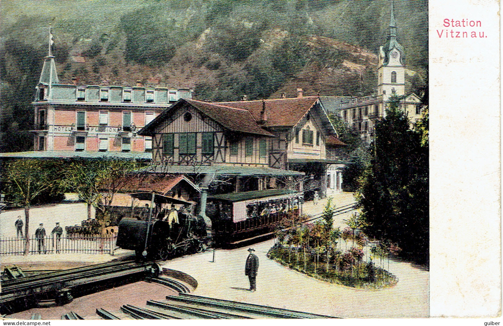 Station Vitznau  Rigi Bahn 1907 Trein Railway  - Vitznau