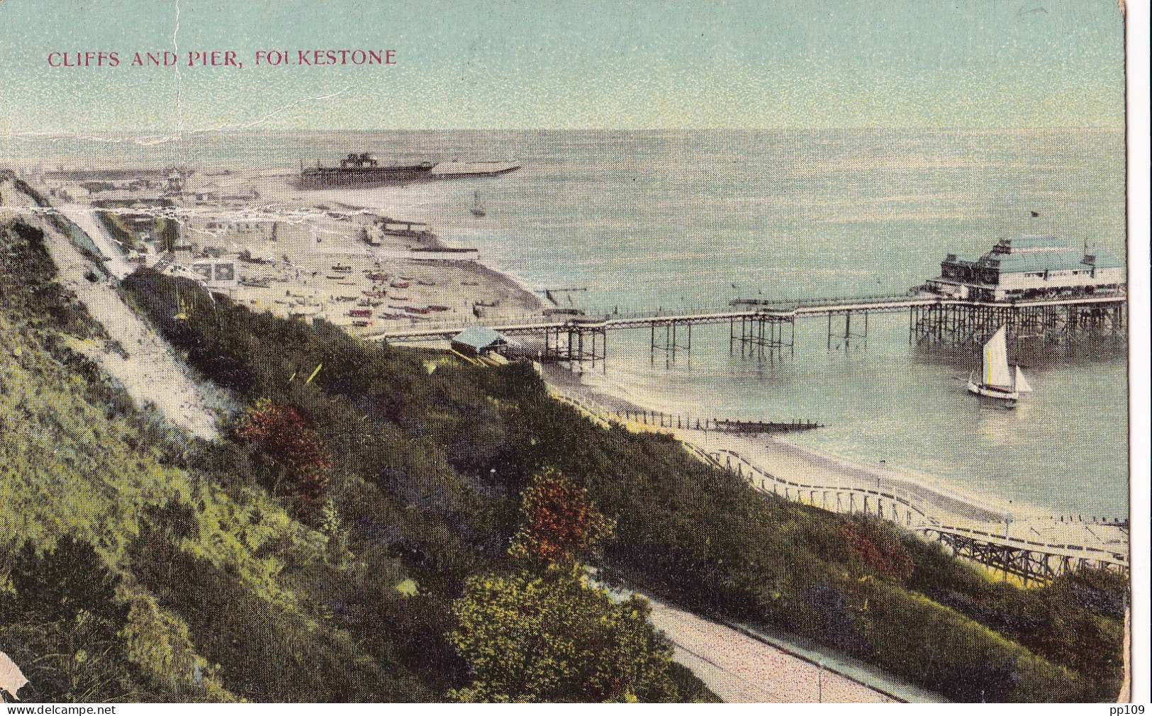 14-18 CP Cliffs And Pier FOLKESTONE 23 III 1918   Correspondance Belge -   "CERCLE MILITAIRE ALBERT" - Zona No Ocupada