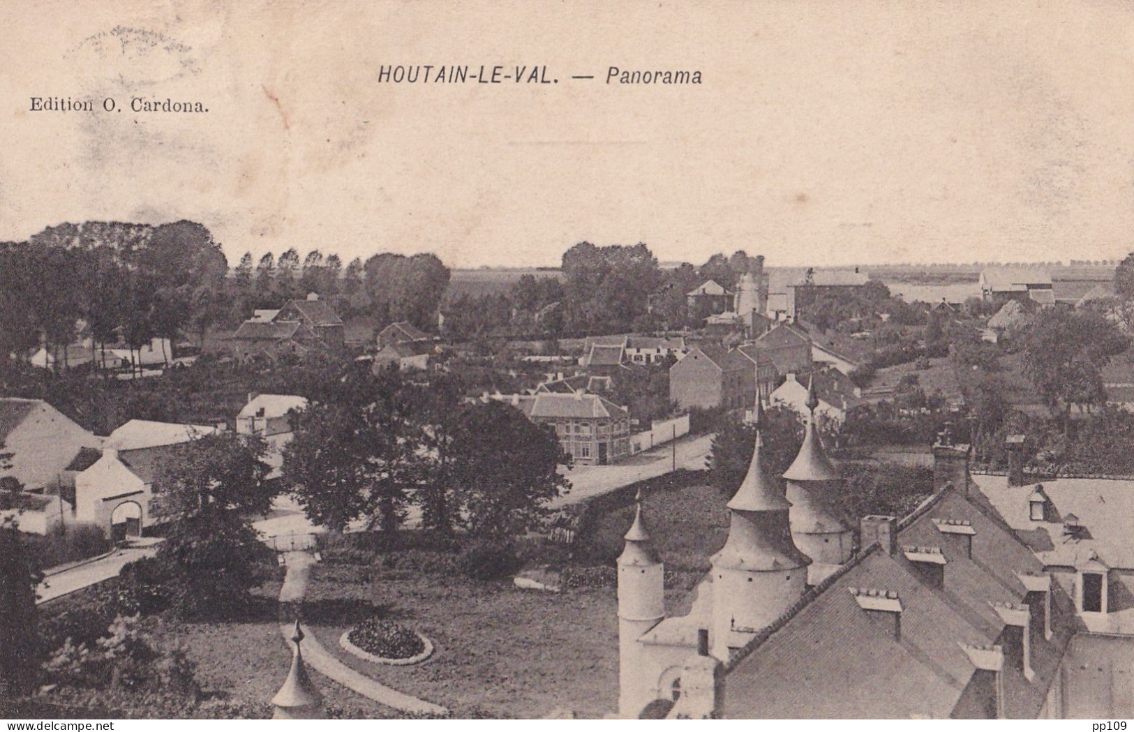 CP HOUTAIN LE VAL Panorama Ed. Cardonaa Circulé En 1908 - Genappe