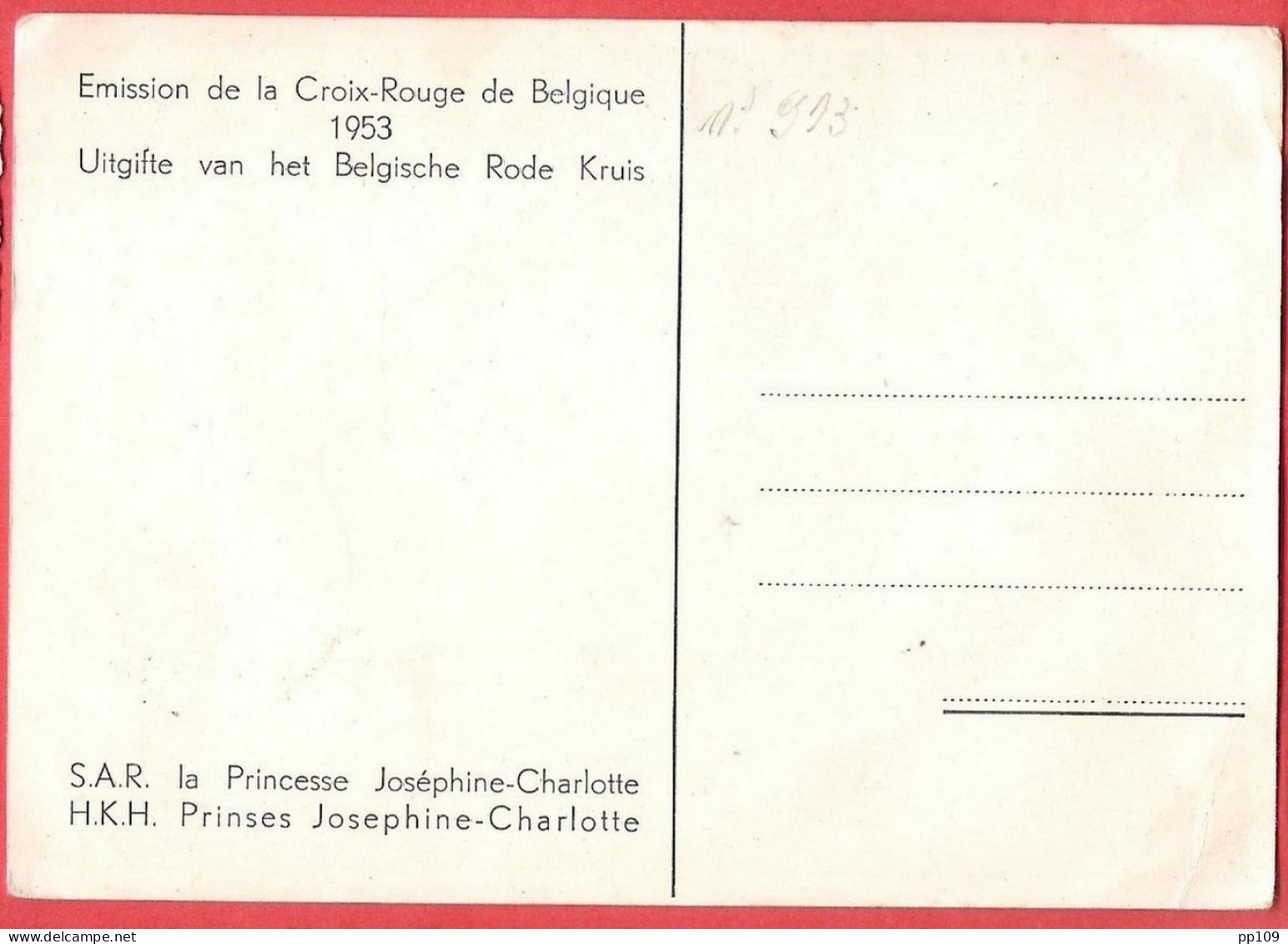 TP 913 CROIX ROUGE Obl Premier Jour 14 III 1953 Sur Carte Maximum - 1951-1960