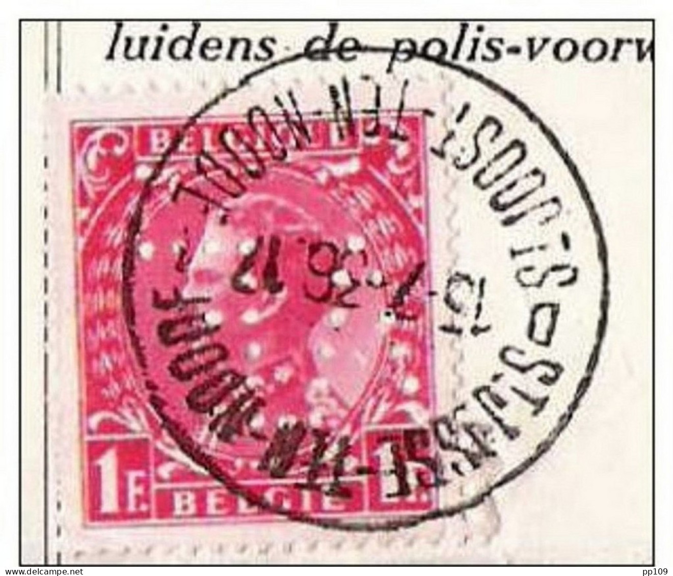 TP403 Perforé / Perforatie AF "Avenir Familial" Sur Reçu Complet Avec Fiscal PERFORE ! Obl St Josse Ten Noode 13 VII 36 - 1934-51