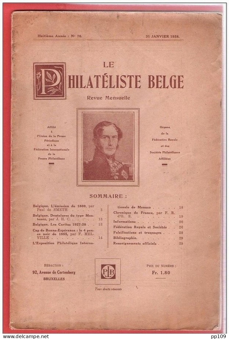 LE PHILATELISTE BELGe  31 Janvier 1928 N°76 - Francés (desde 1941)