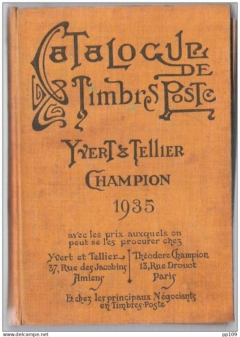 Catalogue Timbre Poste YVERT &amp; TELLIER  Champion 1935  -prix 60 F Belges ! Bon état Général -  1423 Pages - France