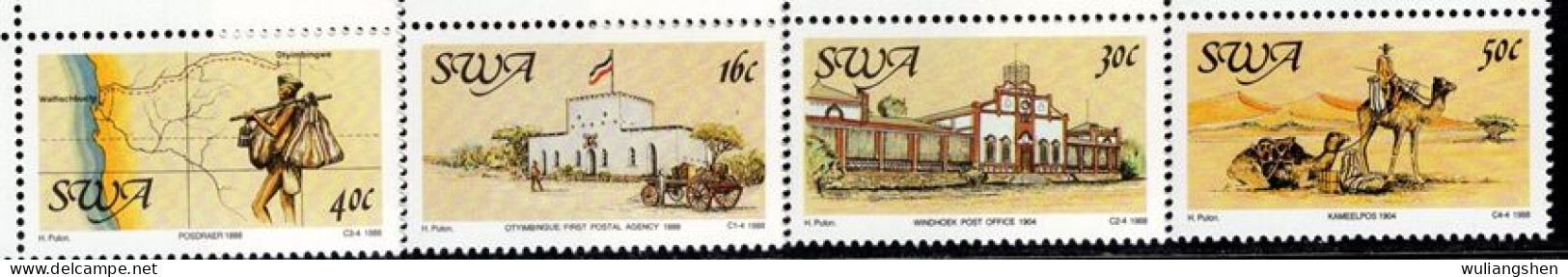 TT0571 South West Africa 1988 Postal Historic Buildings Map 4V  MNH - Neufs