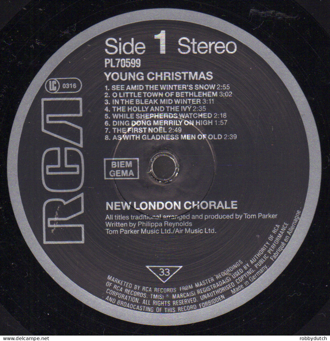 * LP *  NEW LONDON CHORALE - YOUNG CHRISTMAS (Europe 1986 EX!!) - Navidad