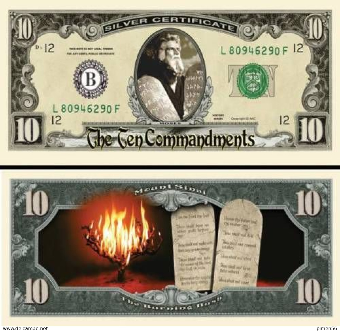 USA - FANTASY NOTE - MOSES  AND  THE  TEN  COMMANDMENTS ,  FIRST  VERSION  - UNC / SERIES  JESUS - Otros & Sin Clasificación