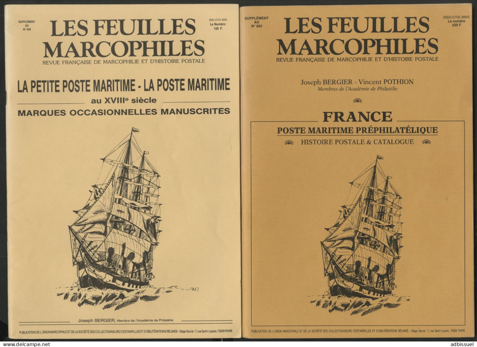 Mr BERGIER L Poste Maritime Au XVIIIème En 3 Fascicules Des Feuilles Marcophiles  Voir Suite - Ship Mail And Maritime History