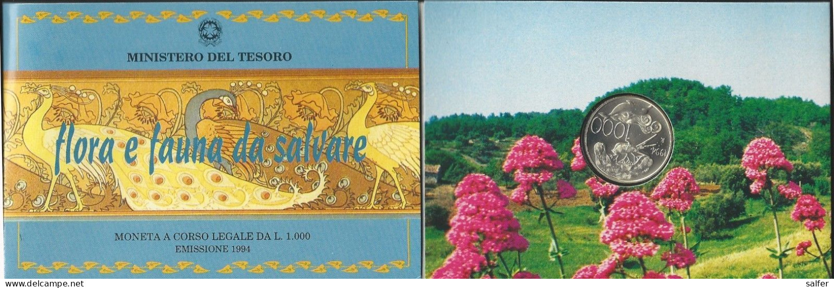 REPUBBLICA  1994  FLORA E FAUNA  Lire 1000 AG - Conmemorativas