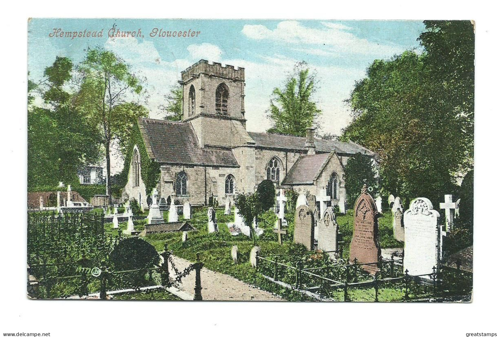 Postcard Gloucestershire Gloucester Hempstead Church Gloucester Duplex 1908 - Gloucester