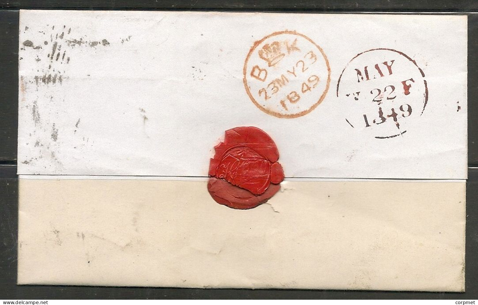 UK -1849 1d RED-BROWN  Numbered City Between Bars From EDINBURGH  To LONDON (reception At Back -orange CROWN Cancel) - Briefe U. Dokumente