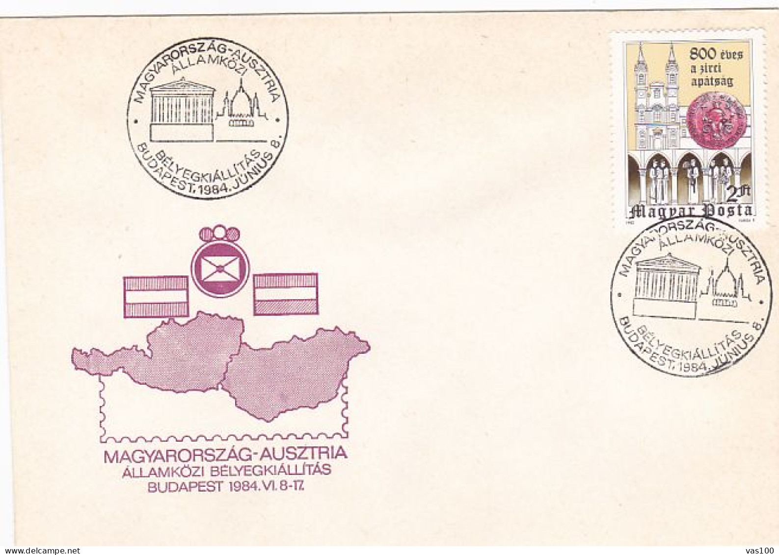 BUDAPEST HUNGARY- AUSTRIA PHILATELIC EXHIBITION, SPECIAL COVER, 1984, HUNGARY - Briefe U. Dokumente