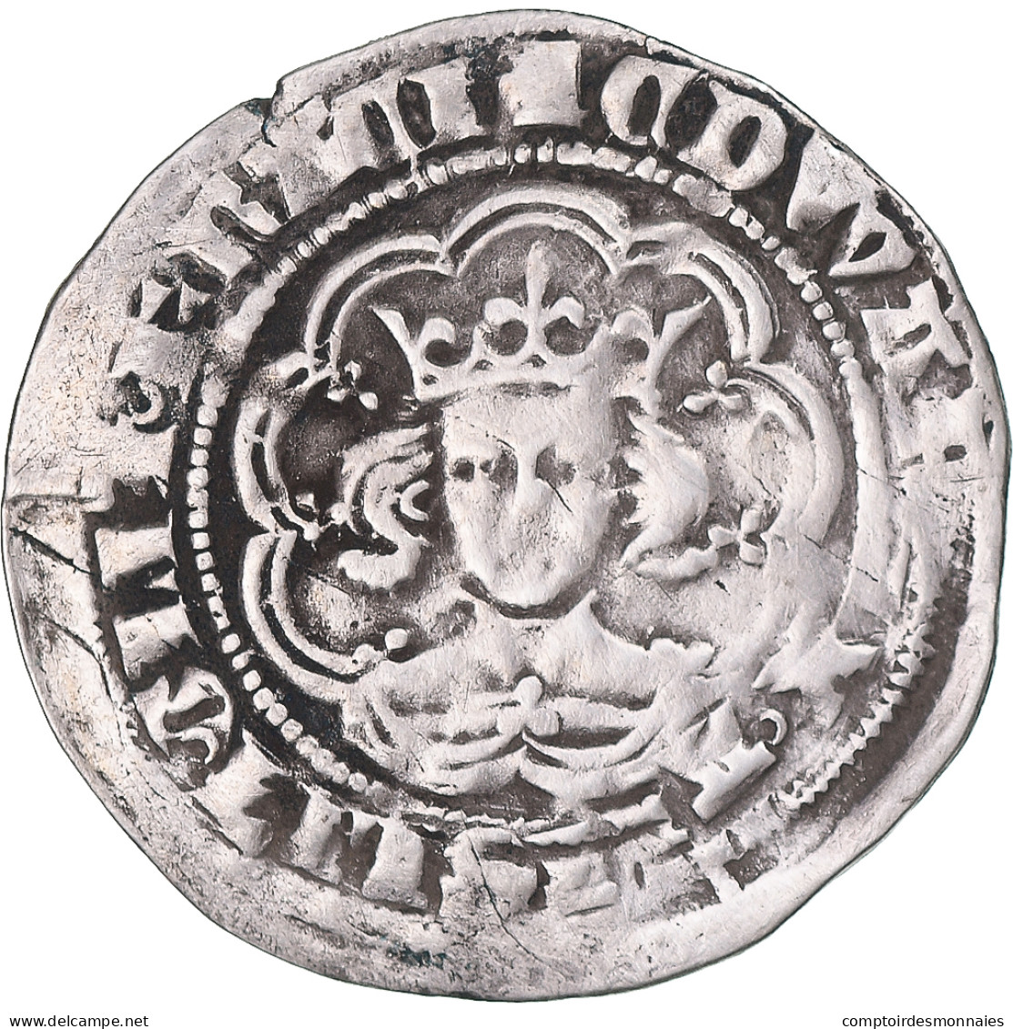 Monnaie, Grande-Bretagne, Edward III, 1/2 Gros, 1327-1377, Londres, TB+, Argent - 1066-1485: Hochmittelalter