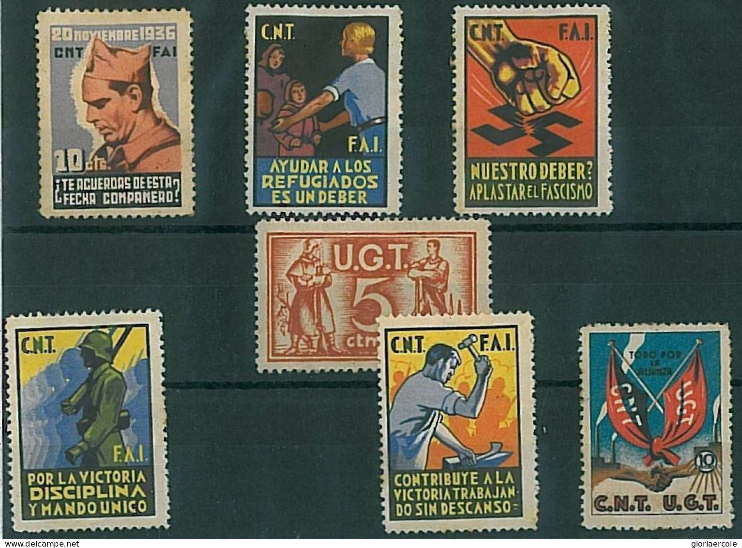 34582  - SPAIN  - STAMPS -  BENEFICOS REPUBLICANOS Propaganda! Set Of 7 - Carlists