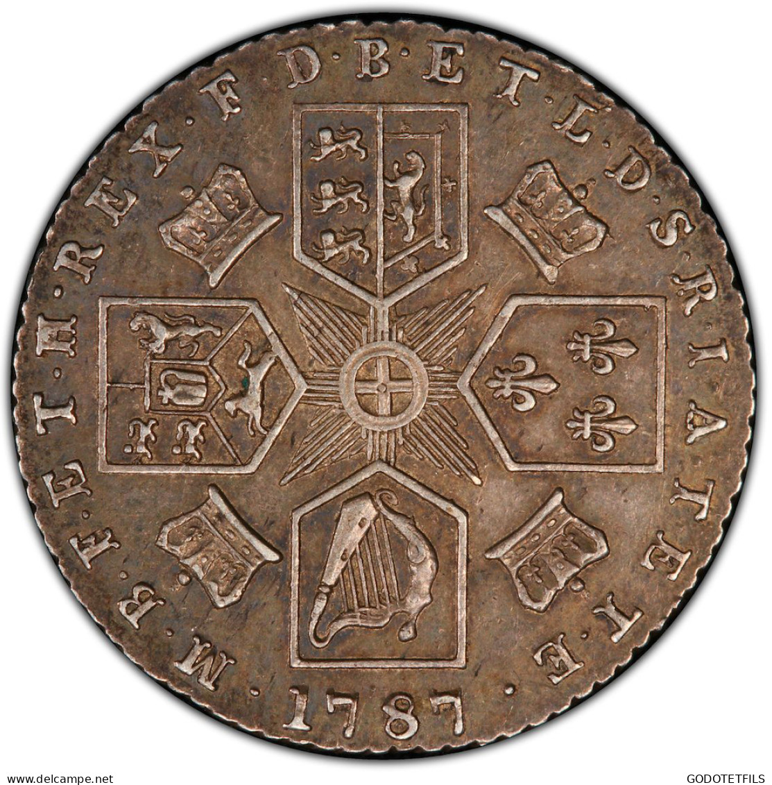 Monnaie Gradée PCGS AU55 : Royaume-Uni Georges III 6 Pence 1787 - Sonstige & Ohne Zuordnung