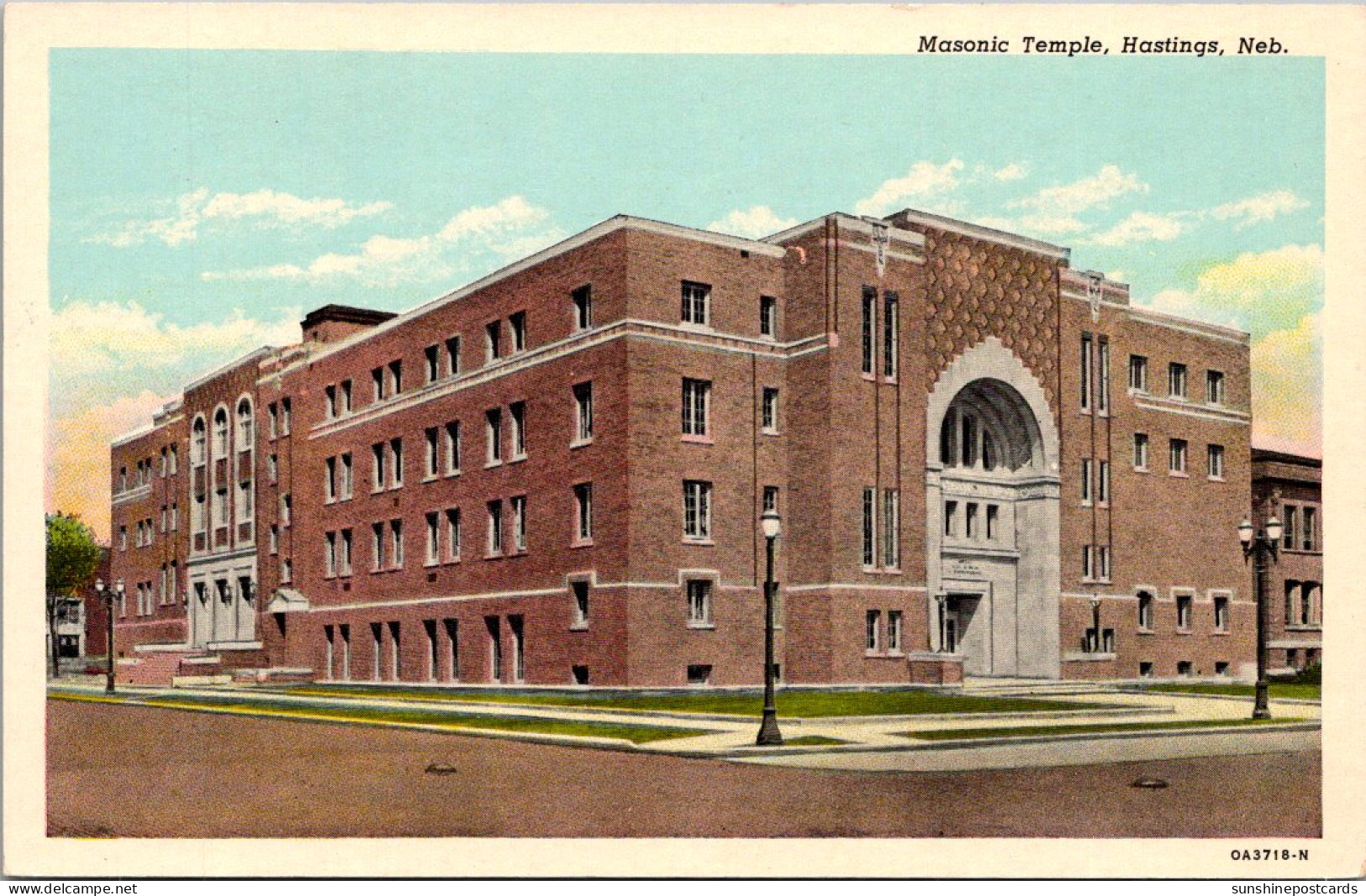 Nebraska Hastings Masonic Temple Curteich - Hastings