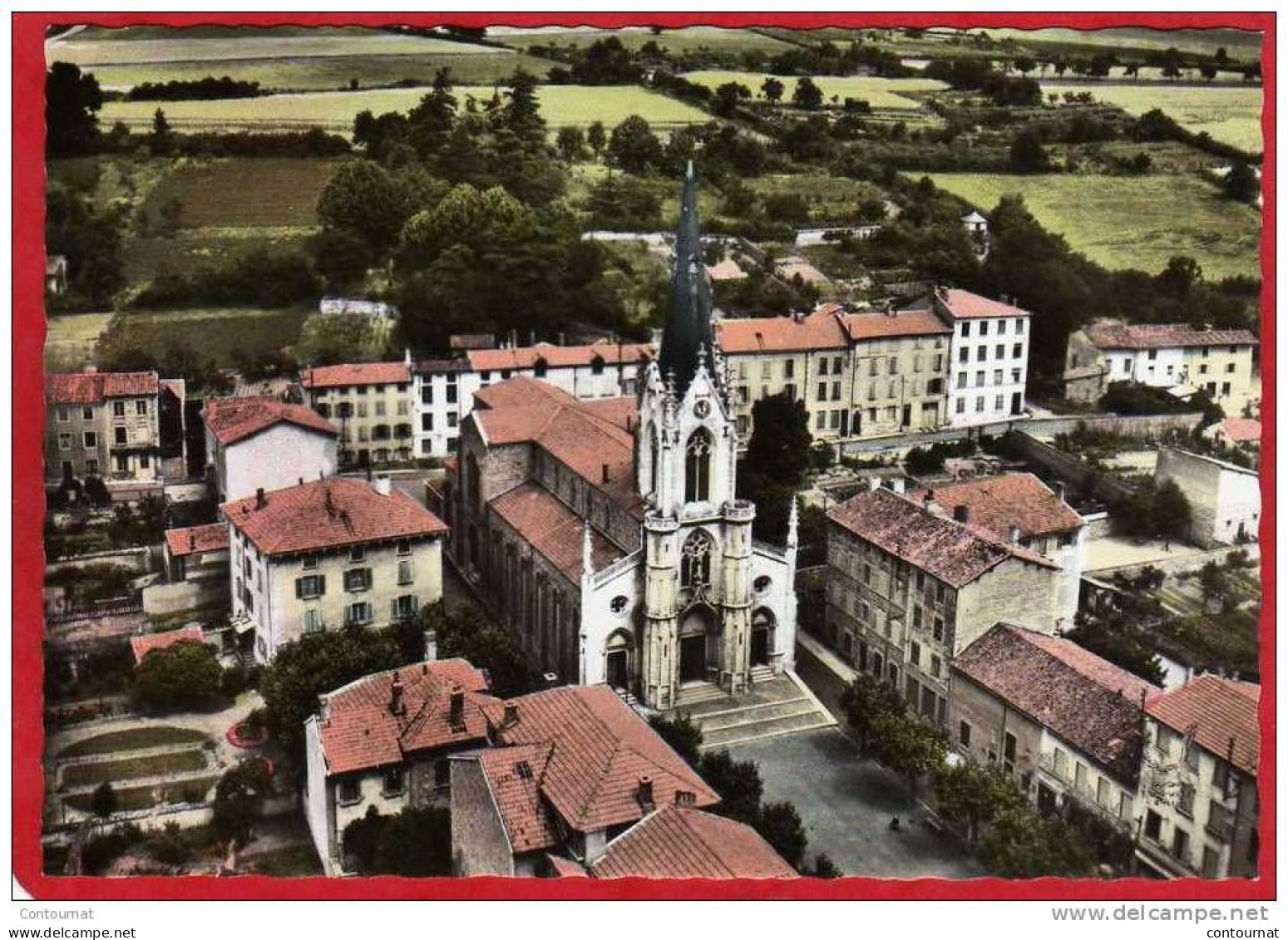 CPSM 69 En Avion Au Dessus De PONTCHARRA Sur TURDINE L'église *  Format CPM - Pontcharra-sur-Turdine