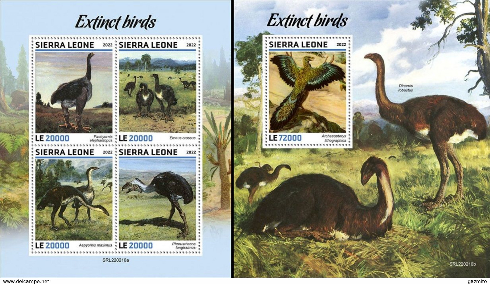 Sierra Leone 2022, Animals, Extinct Birds, 4val In BF+BF - Struisvogels