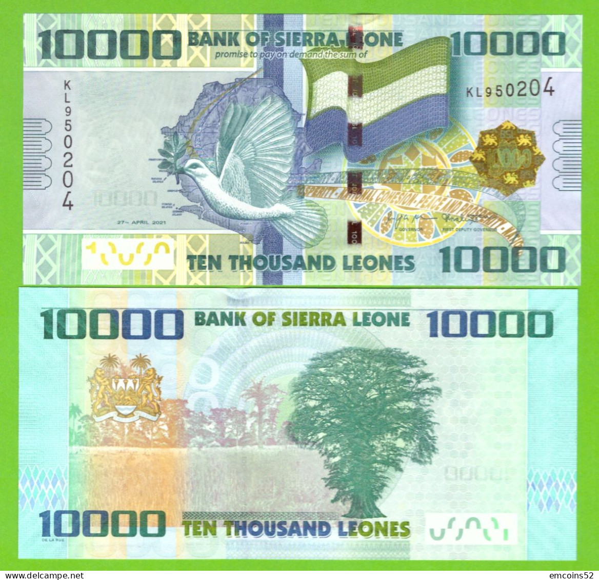 SIERRA LEONE 10000 LEONES 2021 P-33f UNC - Sierra Leone