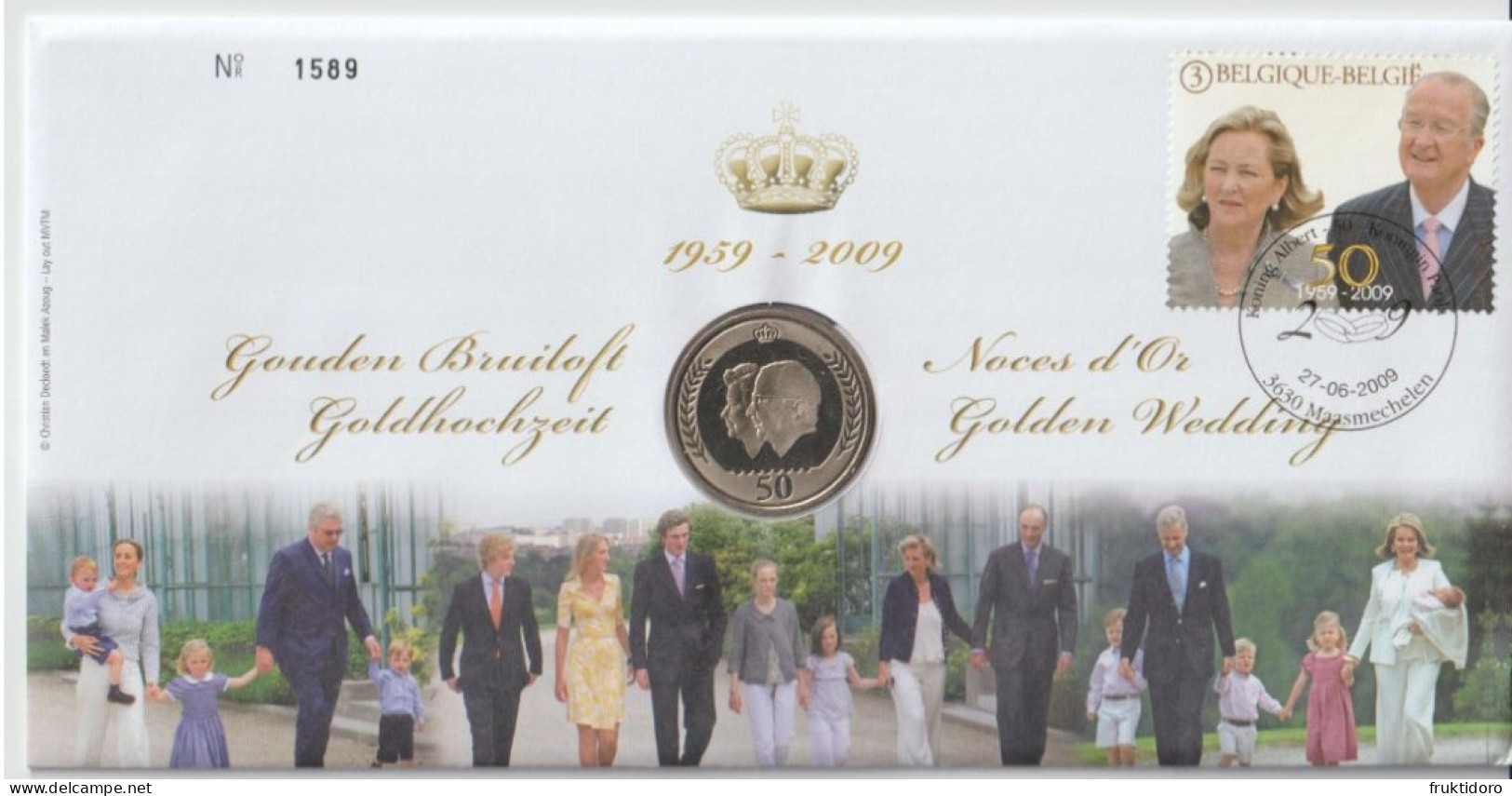 Belgium Numisletter 2009 Golden Wedding - Mi 3967 Golden Wedding Anniversary Of The Royal Couple - Commemorative Cover - Numisletters