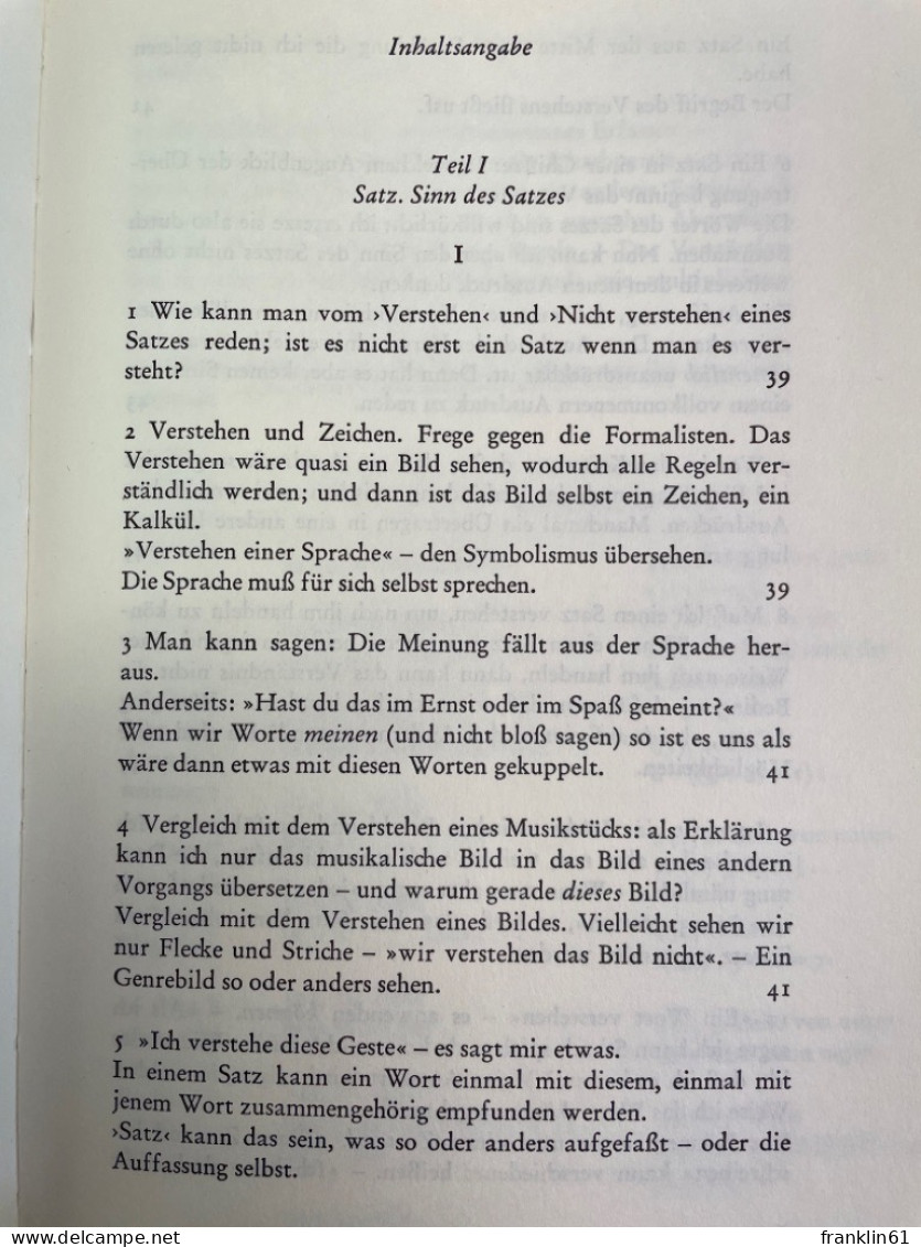 Wittgenstein, Ludwig: Schriften; Teil: 4., Philosophische Grammatik : T. 1 Und 2.. - Philosophie