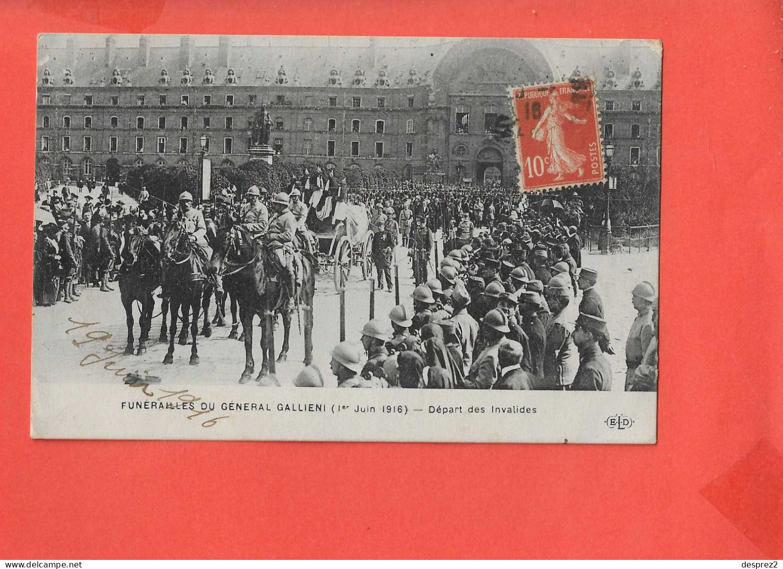 FUNERAILLES Du Général GALLIENI Cpa Animée Le 1 Er Juin 1916 - Funeral