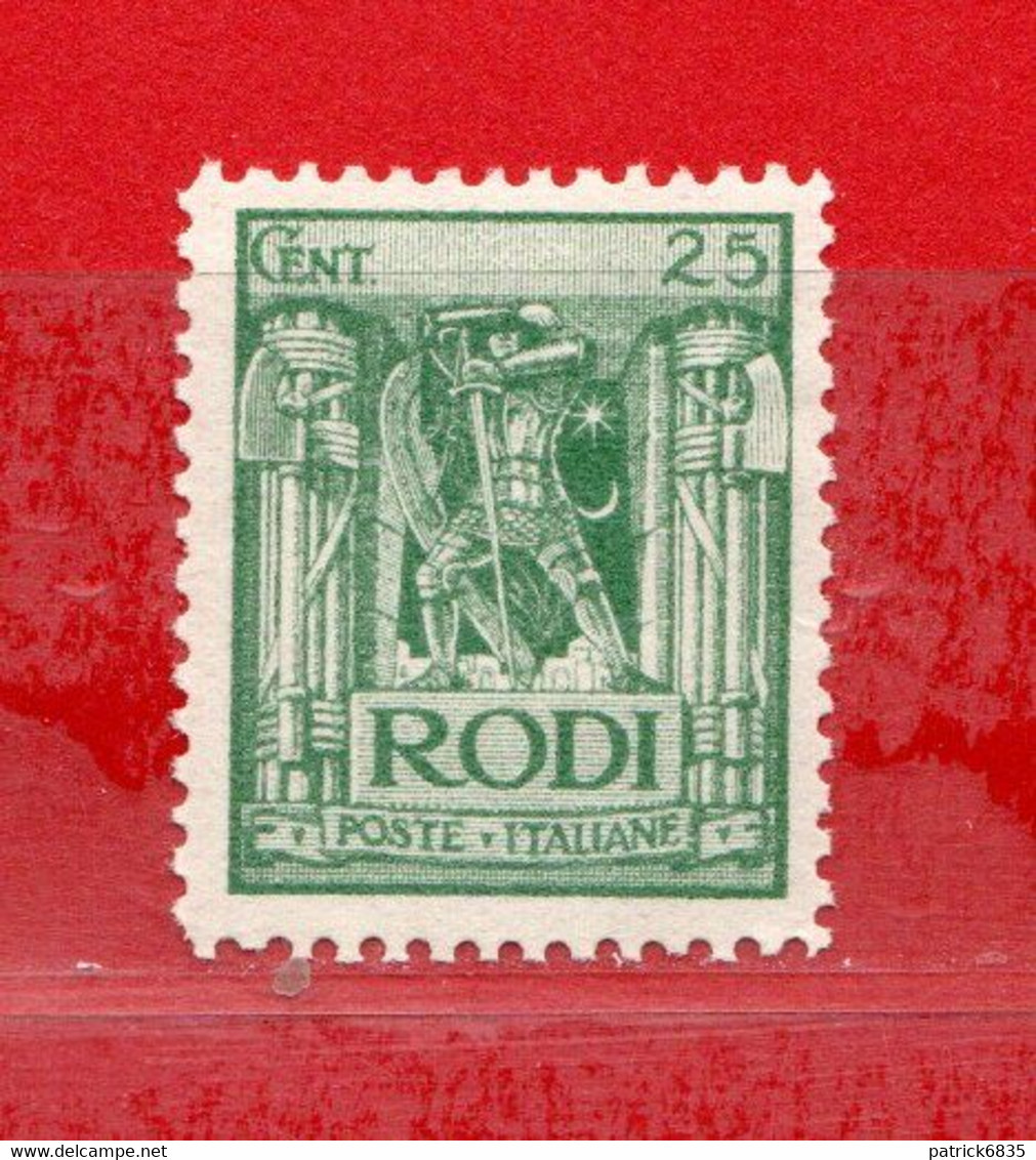 (Riz) Colonie Italiane  **- 1929 - RODI (Egeo)  Serie Pittorica, 25 Cent. Sass. 6. D. 11. MNH** - Ägäis (Rodi)