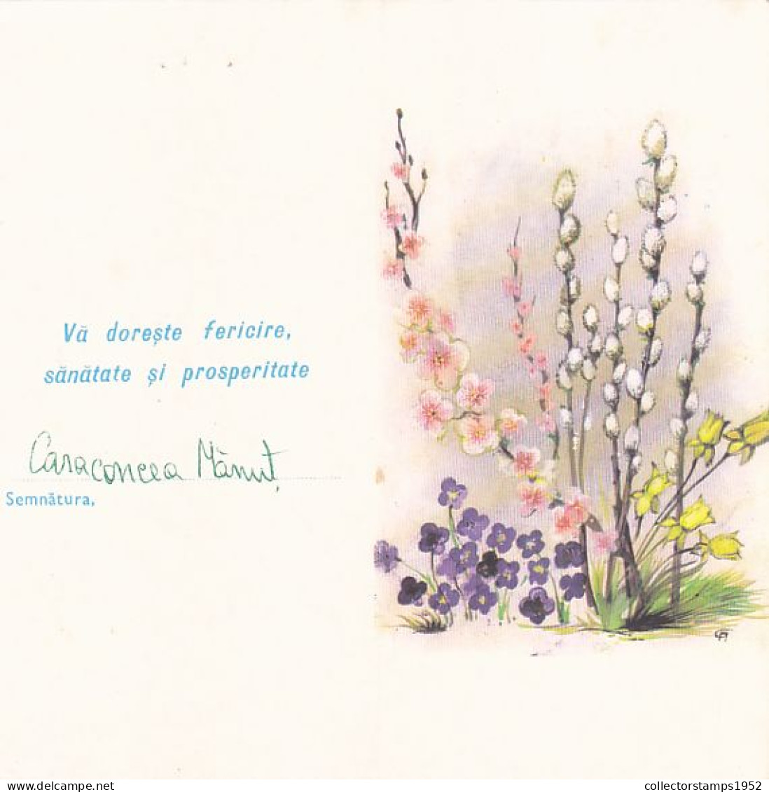 FLOWERS, BUDS, LUXURY TELEGRAM, TELEGRAPH, 1988, ROMANIA - Telegrafi