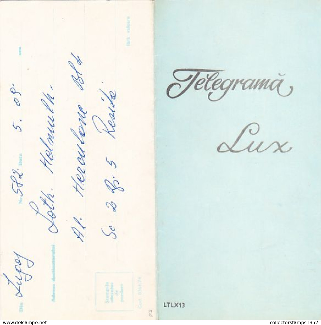 WILD FLOWERS, LUXURY TELEGRAM, TELEGRAPH, 1974, ROMANIA - Telegraphenmarken