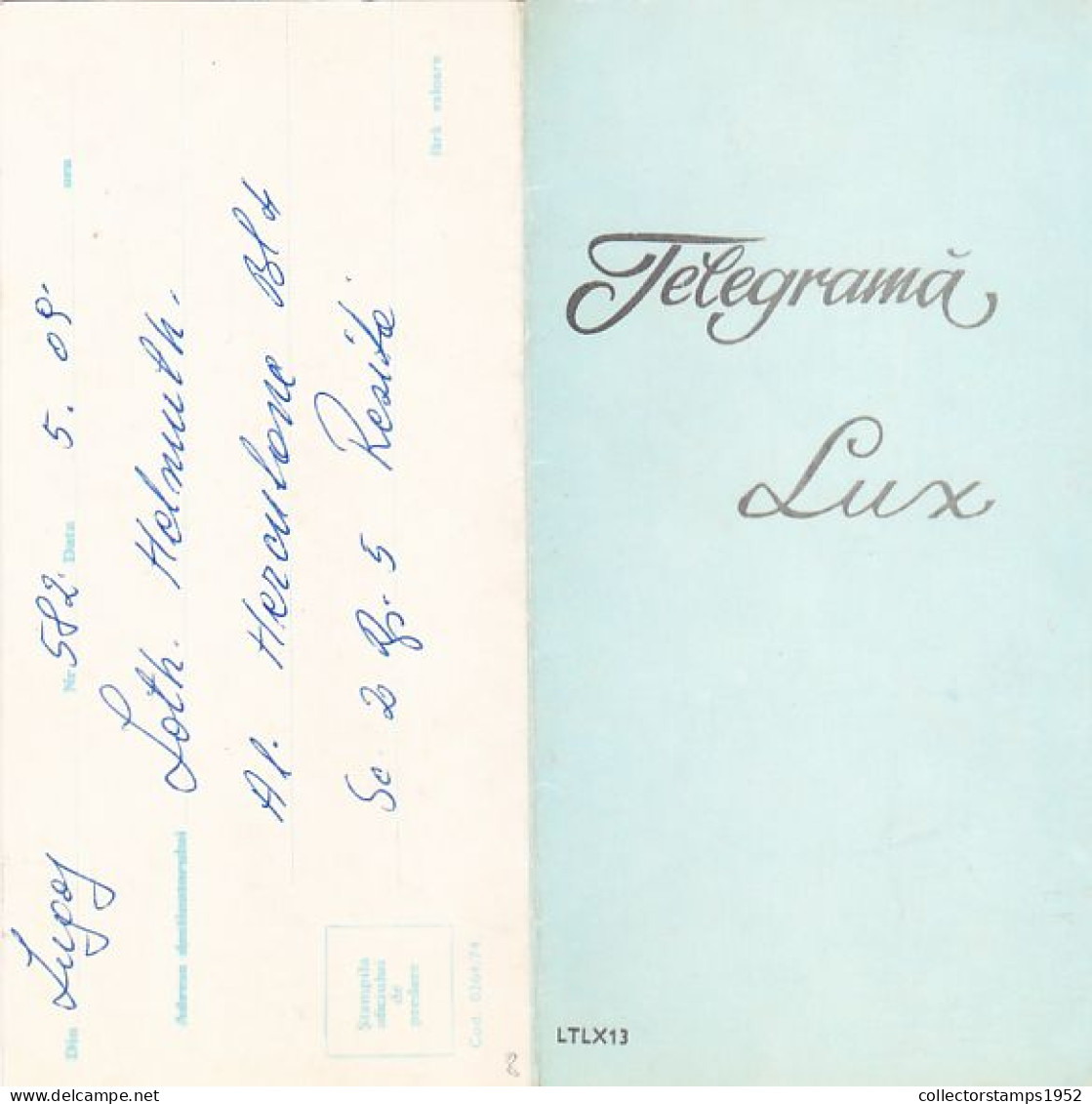 WILD FLOWERS, LUXURY TELEGRAM, TELEGRAPH, 1974, ROMANIA - Télégraphes