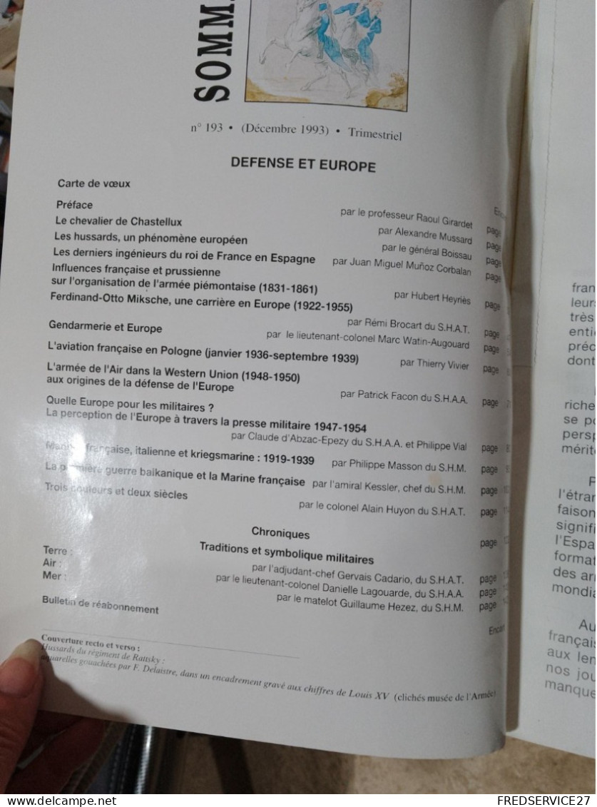 115 //  REVUE HISTORIQUE DES ARMEES / DEFENSE ET EUROPE / 1993 / N°4 / 144 PAGES - French