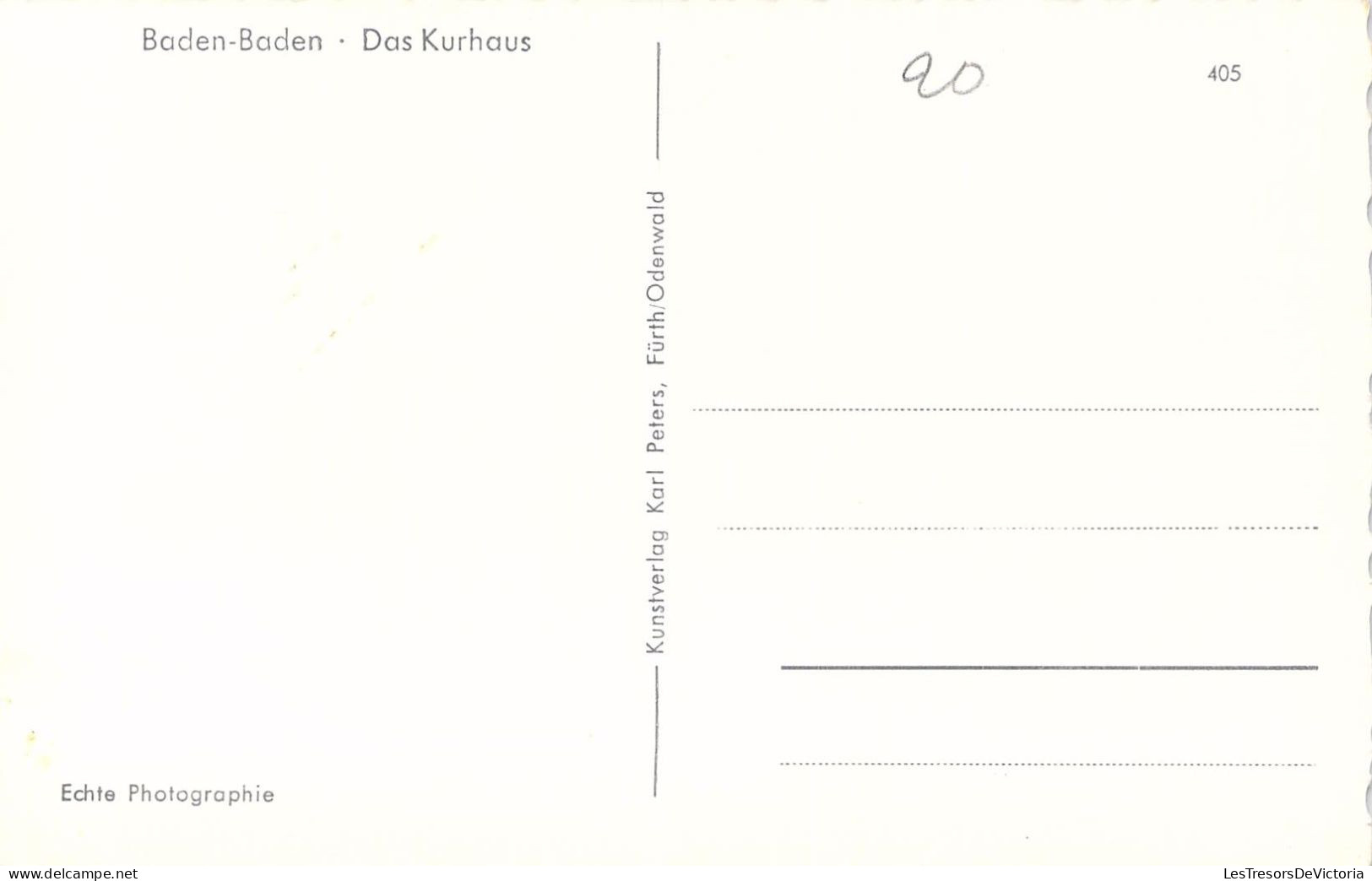 ALLEMAGNE - Baden Baden - Das Kurhaus - Carte Postale Ancienne - Autres & Non Classés