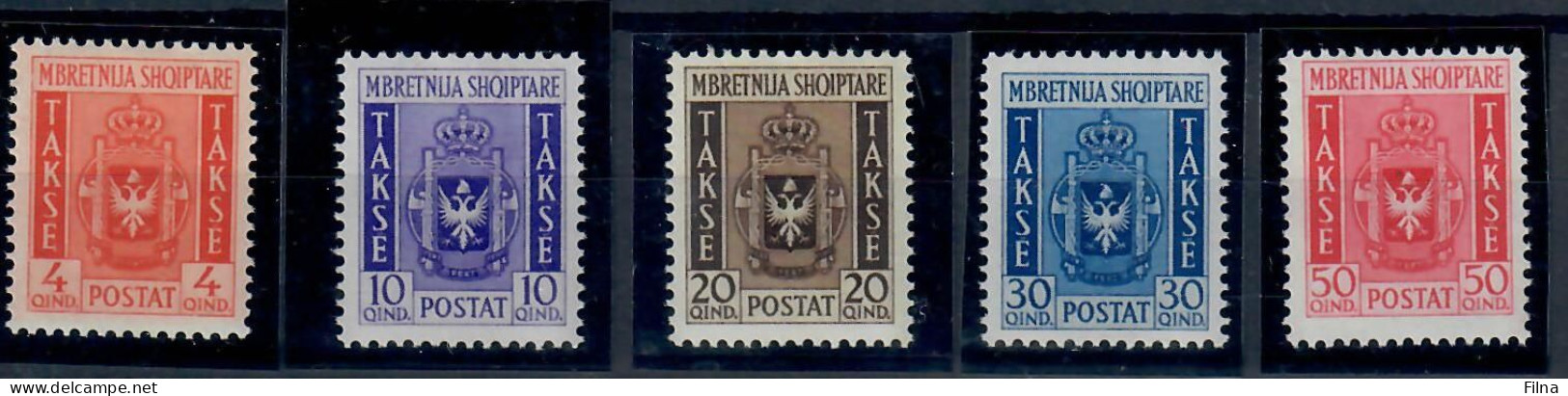 ALBANIA 1940 REGNO DI VITTORIO EMANUELE III  SEGNATASSE  SERIE COMPLETA MH/* - Albanien