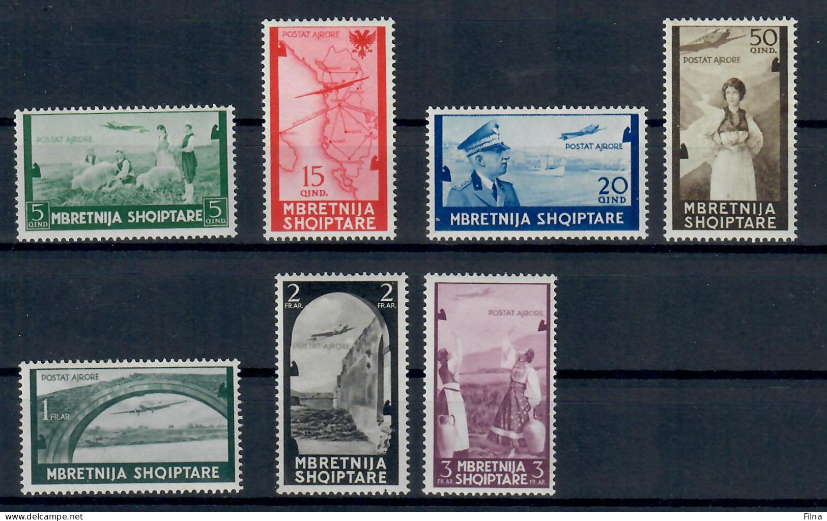 ALBANIA 1940 REGNO DI VITTORIO EMANUELE III POSTA AEREA  SERIE COMPLETA MH/* - Albania