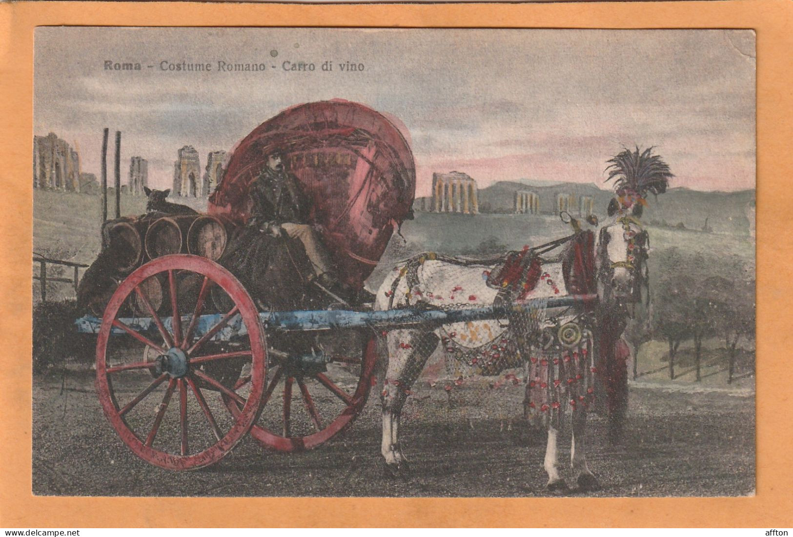 Rome Types Transport Wine Italy Old  Postcard - Transports